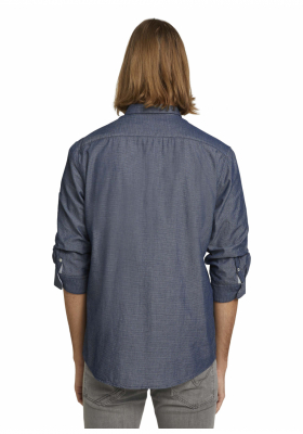 TOM TAILOR DENIM Turn Up 4719, Kék Rövid Ujjú Ing
