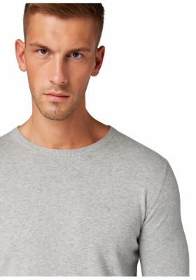 TOM TAILOR Basic O-Neck 2819, Szürke Kötött Pulóver