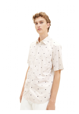  TOM TAILOR DENIM 6245, Fehér, Virágmintás Rövid Ujjú Ing