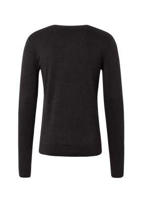TOM TAILOR Basic V-Neck 2820, Szürke Kötött Pulóver