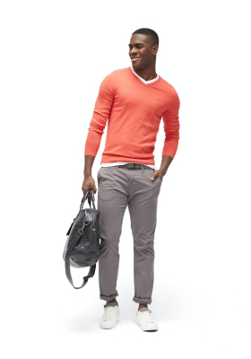 TOM TAILOR Basic V-Neck 2881, Jácintpiros Kötött Pulóver