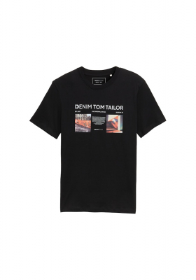 TOM TAILOR DENIM 5039, Fekete Rövid Ujjú Póló