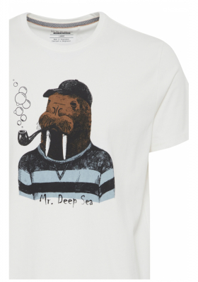 BLEND 6805, Fehér, Nyomtatott Rozmáros Rövid Ujjú Póló