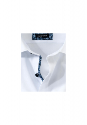 OLYMP No. Six 2536, Fehér Hosszú Ujjú Ing, Super slim, Modern Kent