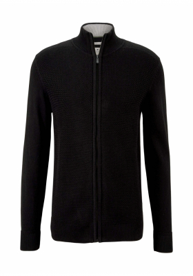 TOM TAILOR Structure 6503, Fekete Kötött Kardigán