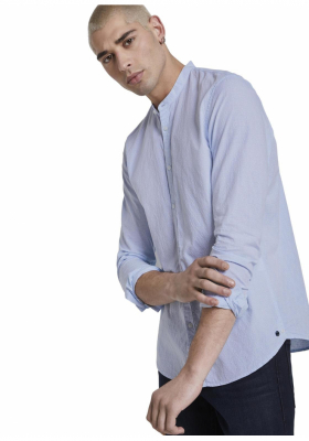 TOM TAILOR DENIM Structured Stripe 7887, Kék Hosszú Ujjú Ing