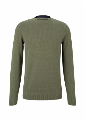 TOM TAILOR Structure 6500, Zöld Kötött Pulóver