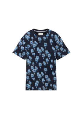TOM TAILOR 0997, Kék Pálmafás Rövid Ujjú Póló