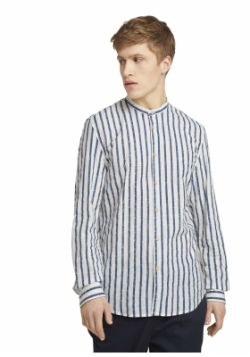 TOM TAILOR DENIM Patterned 5146, Fehér Hosszú Ujjú Ing 