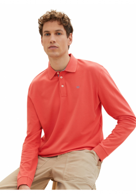 TOM TAILOR 1086, Bogyópiros Hosszú Ujjú Ingpóló