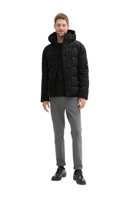 TOM TAILOR 1323, Fekete Bélelt Téli Kapucnis Dzseki