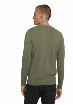 TOM TAILOR Structure 6500, Zöld Kötött Pulóver