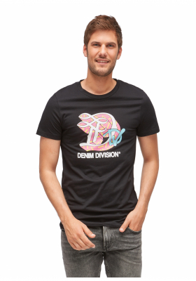 TOM TAILOR DENIM Division 3338, Fekete Rövid Ujjú Póló