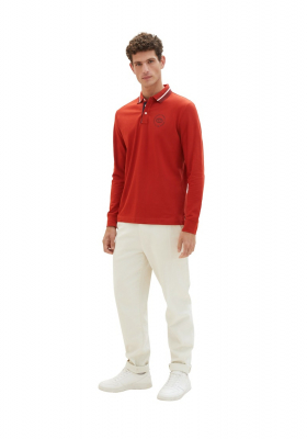 TOM TAILOR 7813, Piros Hosszú Ujjú Ingpóló