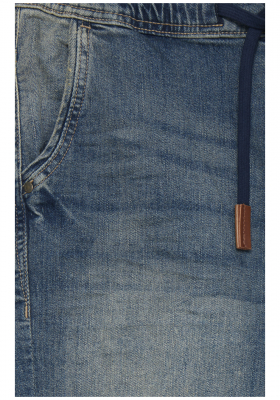 BLEND Twister w. Leather Details 0806, Középkék Farmer Rövidnadrág