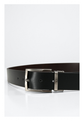 BUGATTI 1373, Fekete-Barna Bőr Öv, Kétoldalas