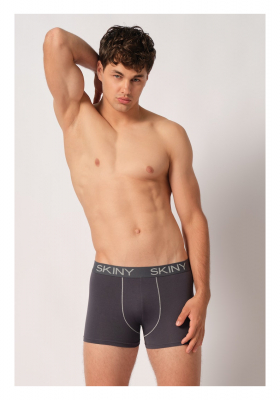 SKINY Cottton Multipack 6487, Szürke-Piros Csíkos Boxernadrág, Dupla Csomag