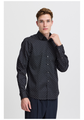 CASUAL FRIDAY Anton 5348, Sötétkék Mintás Hosszú Ujjú Ing