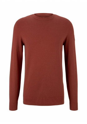 TOM TAILOR Washed 6497, Piros Kötött Pulóver
