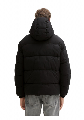 TOM TAILOR DENIM 1775, Fekete Bélelt Kapucnis Téli Dzseki