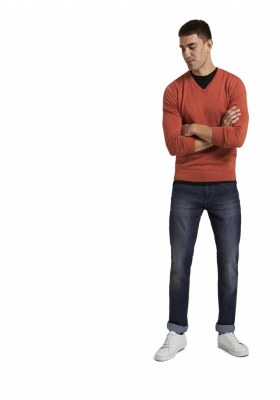 TOM TAILOR Basic V-Neck 2820, Narancssárga Kötött Pulóver