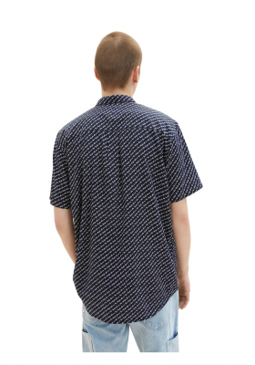 TOM TAILOR DENIM 6246, Fekete, Mintás Rövid Ujjú Ing