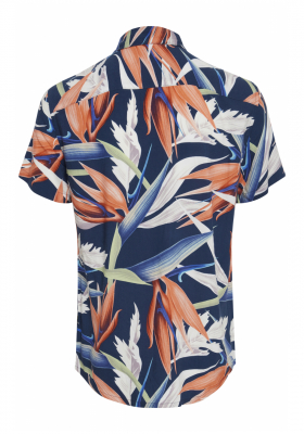BLEND Blomst 1829, Kék Rövid Ujjú Ing, Slim fit