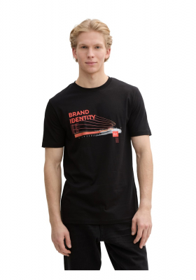 TOM TAILOR DENIM 5023, Fekete Rövid Ujjú Póló