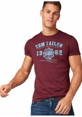 TOM TAILOR Basic 8637, Bordó Rövid Ujjú Póló