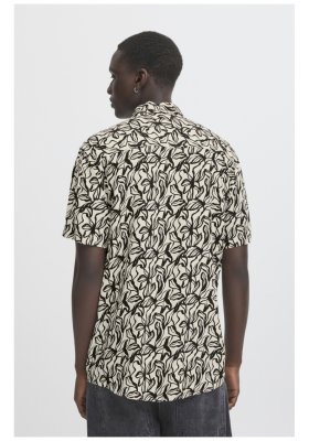 BLEND Avian 8223, Fekete Mintás Rövid Ujjú Ing