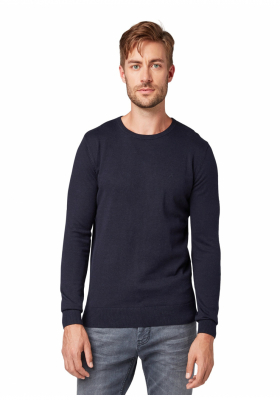 TOM TAILOR Basic O-Neck 2819, Kék Kötött Pulóver