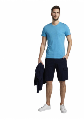 TOM TAILOR T-Shirt w. Structured Print 9718, Világoskék Rövid Ujjú Póló