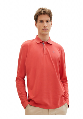 TOM TAILOR 1086, Bogyópiros Hosszú Ujjú Ingpóló