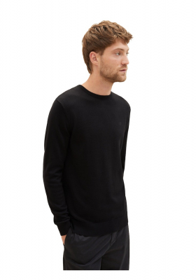 TOM TAILOR 2819, Fekete Hosszú Ujjú Kötött Pulóver