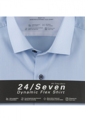 OLYMP Level Five 24/Seven 2058, Kék Hosszú Ujjú Ing, Body fit, Modern Kent 