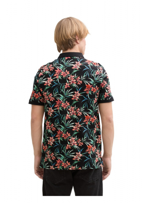TOM TAILOR DENIM 5599, Fekete Virágos Mintás Ingpóló