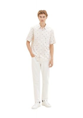  TOM TAILOR DENIM 6245, Fehér, Virágmintás Rövid Ujjú Ing