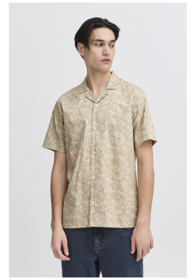 CASUAL FRIDAY Walker 5480, Világosbarna Virágmintás Rövid Ujjú Ing