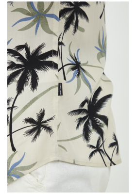 BLEND Palm Tree 2165, Bézs Rövid Ujjú Ing, Slim fit