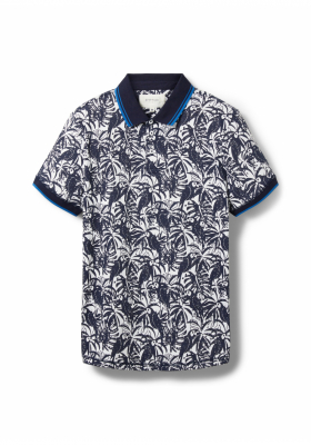 TOM TAILOR Tropical 1634, Kék Rövid Ujjú Ingpóló