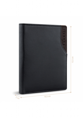 BUGATTI Corso Deluxe 5301, Fekete Bőr Pénztárca