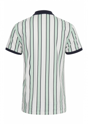 CASUAL FRIDAY Trygve Striped Polo 3363, Kék-Zöld Csíkos Rövid Ujjú Ingpóló