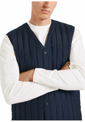 TOM TAILOR DENIM Padded V-neck Vest 3630, Kék Mellény