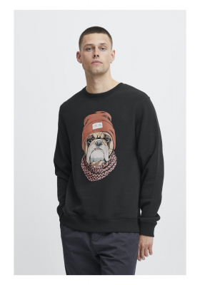 BLEND 6060, Fekete Környakú Pulóver Sapkás Kutya