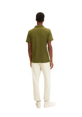 TOM TAILOR 1624, Olívzöld Rövid Ujjú Ingpóló