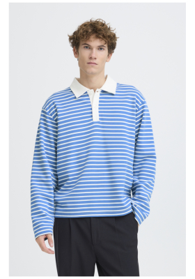 CASUAL FRIDAY Persson 6213, Kék Csíkos Hosszú Ujjú Ingpóló