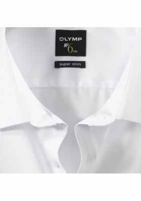 OLYMP No. Six 0467, Fehér Hosszú Ujjú Ing, Super slim, Urban Kent