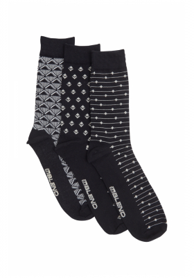 BLEND 6158, Fekete Mintás Zokni Tripla Csomag