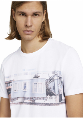 TOM TAILOR DENIM Photoprint 5125, Fehér Rövid Ujjú Póló