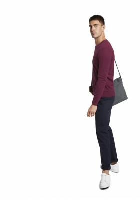 TOM TAILOR Basic V-Neck 2820, Piros Kötött Pulóver